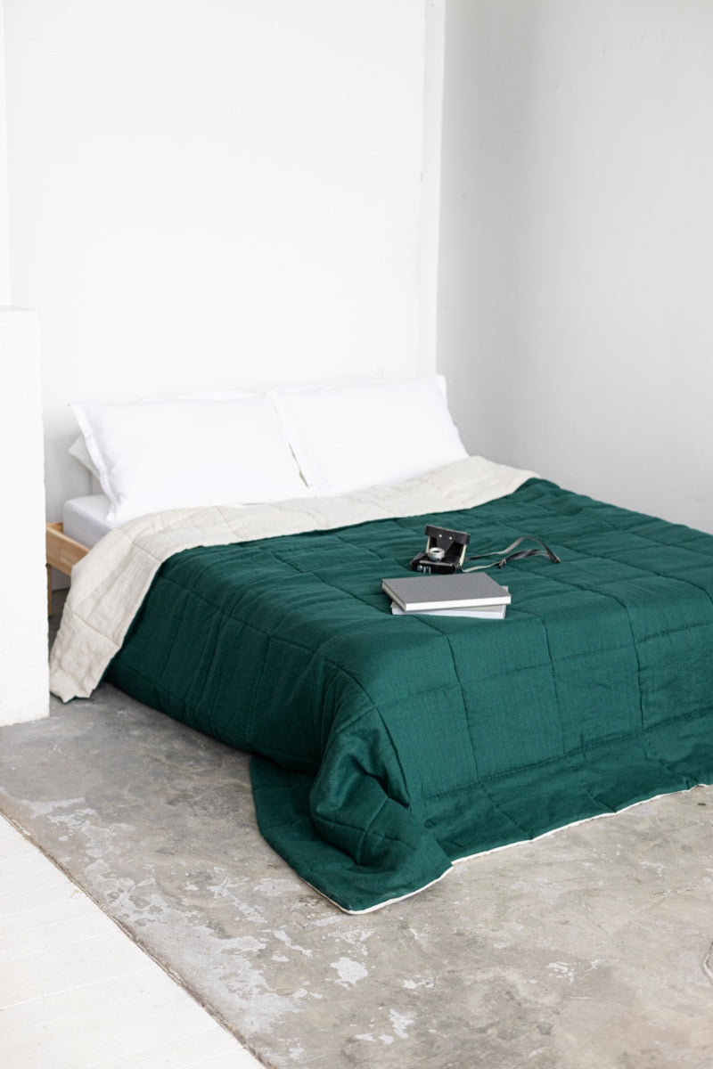 quilted linen bedspread