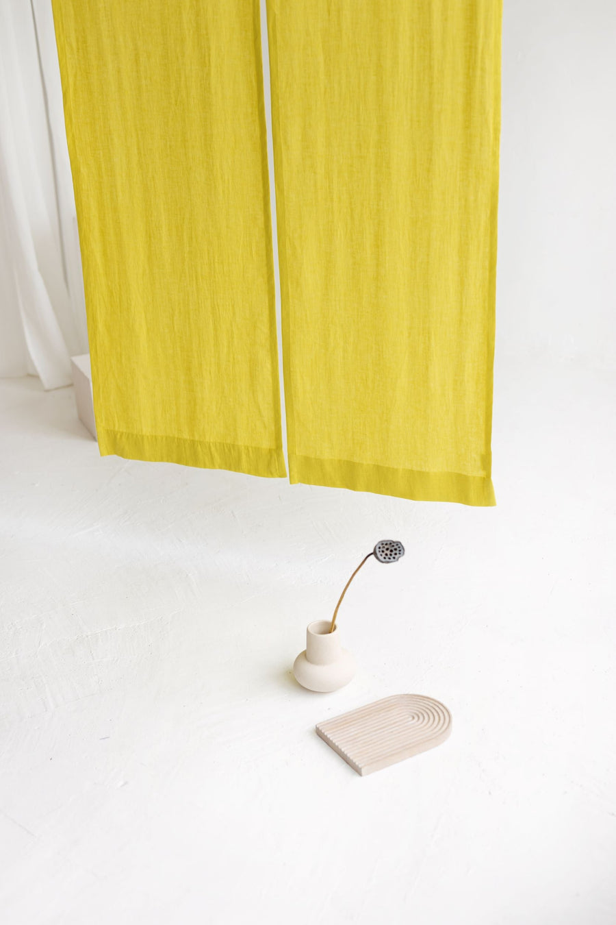 Chartreuse Yellow Linen Japanese Noren Curtain