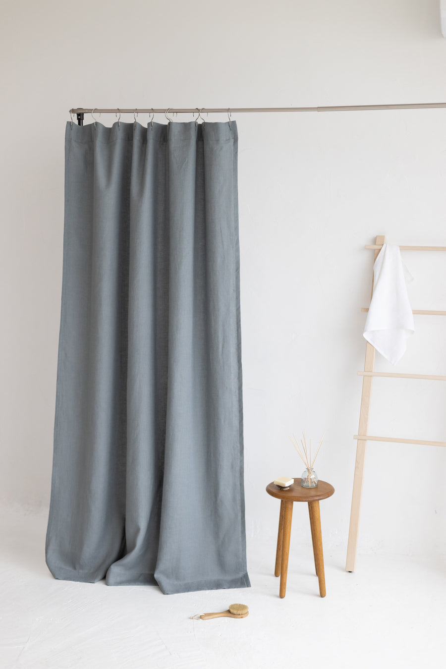 Waterproof Pigeon Gray Linen Shower Curtain 140cm / 55'' width