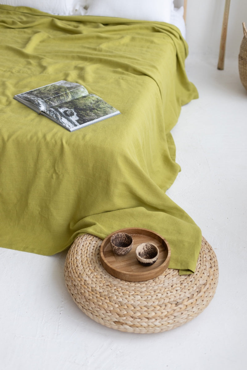 Lime Linen Bedspread