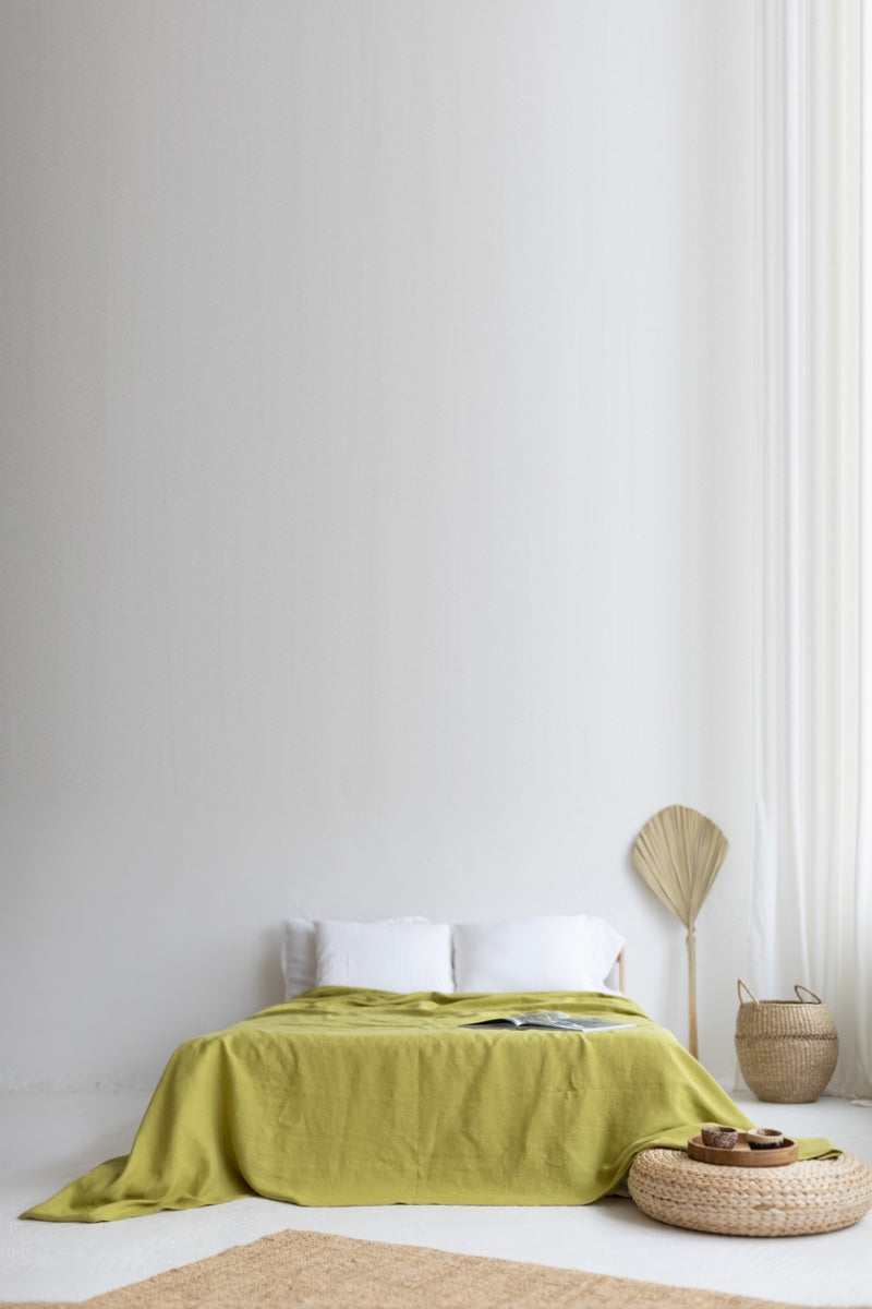 Lime Linen Bedspread