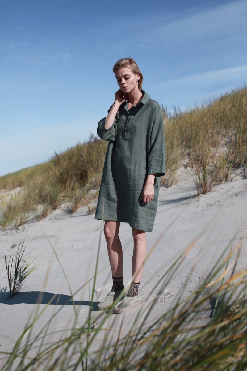 Natural Light Linen Shirt Dress