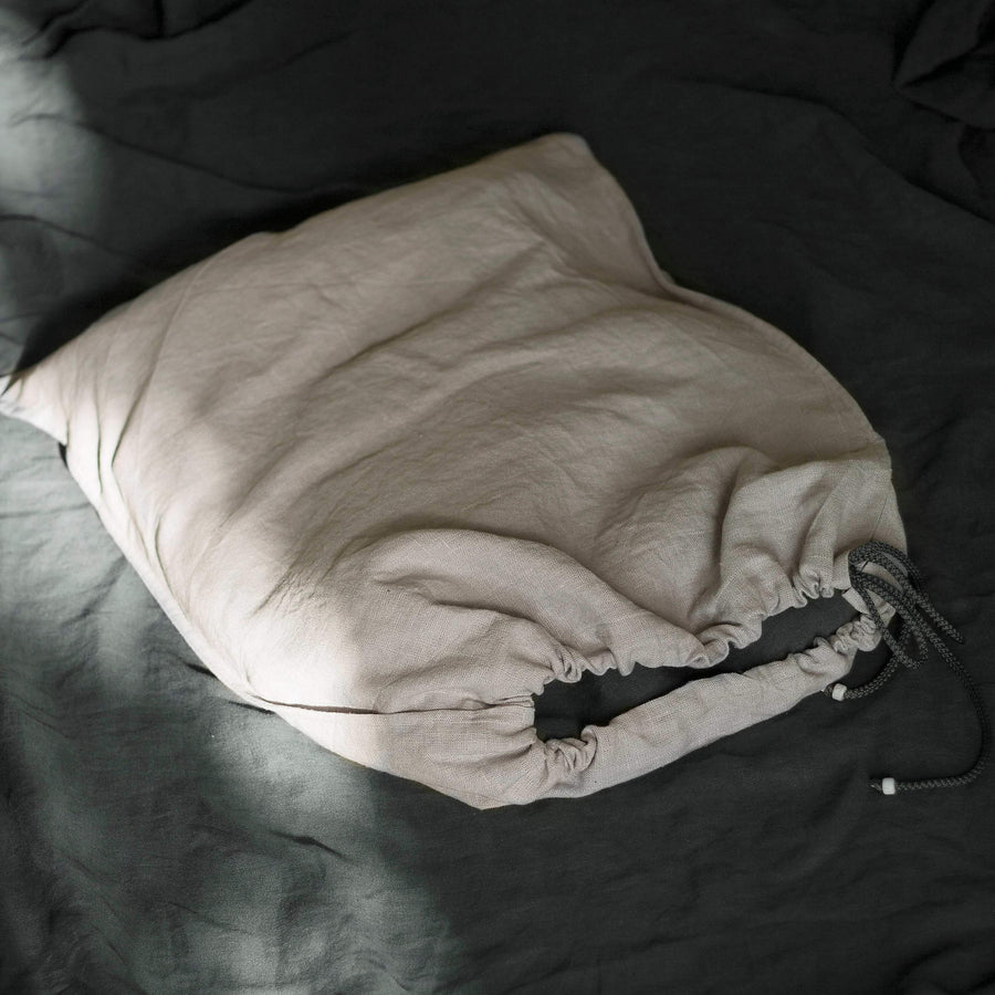 Set Of Graphite Gray Linen Duvet Cover And 2 Pillow Cases