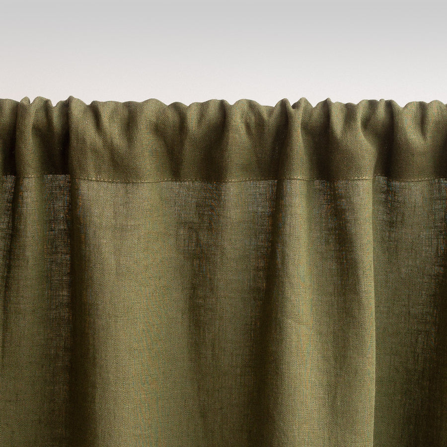 Dark Green Linen Curtain