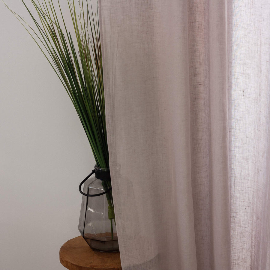 Lightweight White Linen Curtain With Tabs Or Ties