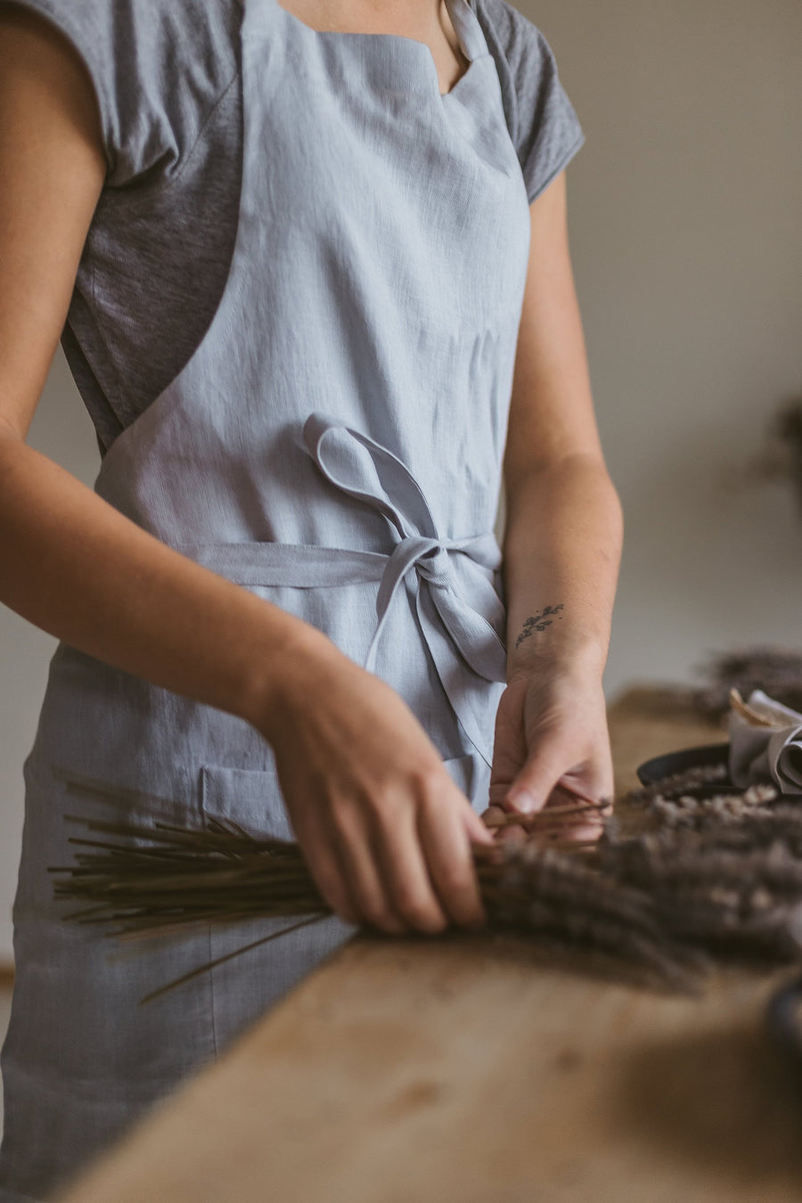 Cloud Gray Linen Apron