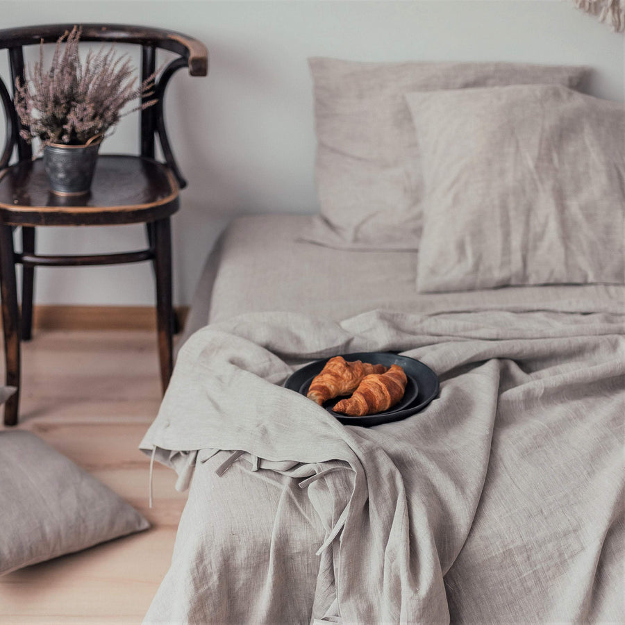 Graphite Gray Linen Fitted Sheet