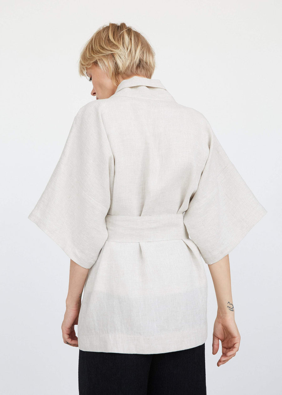 Natural Light Linen Kimono Jacket