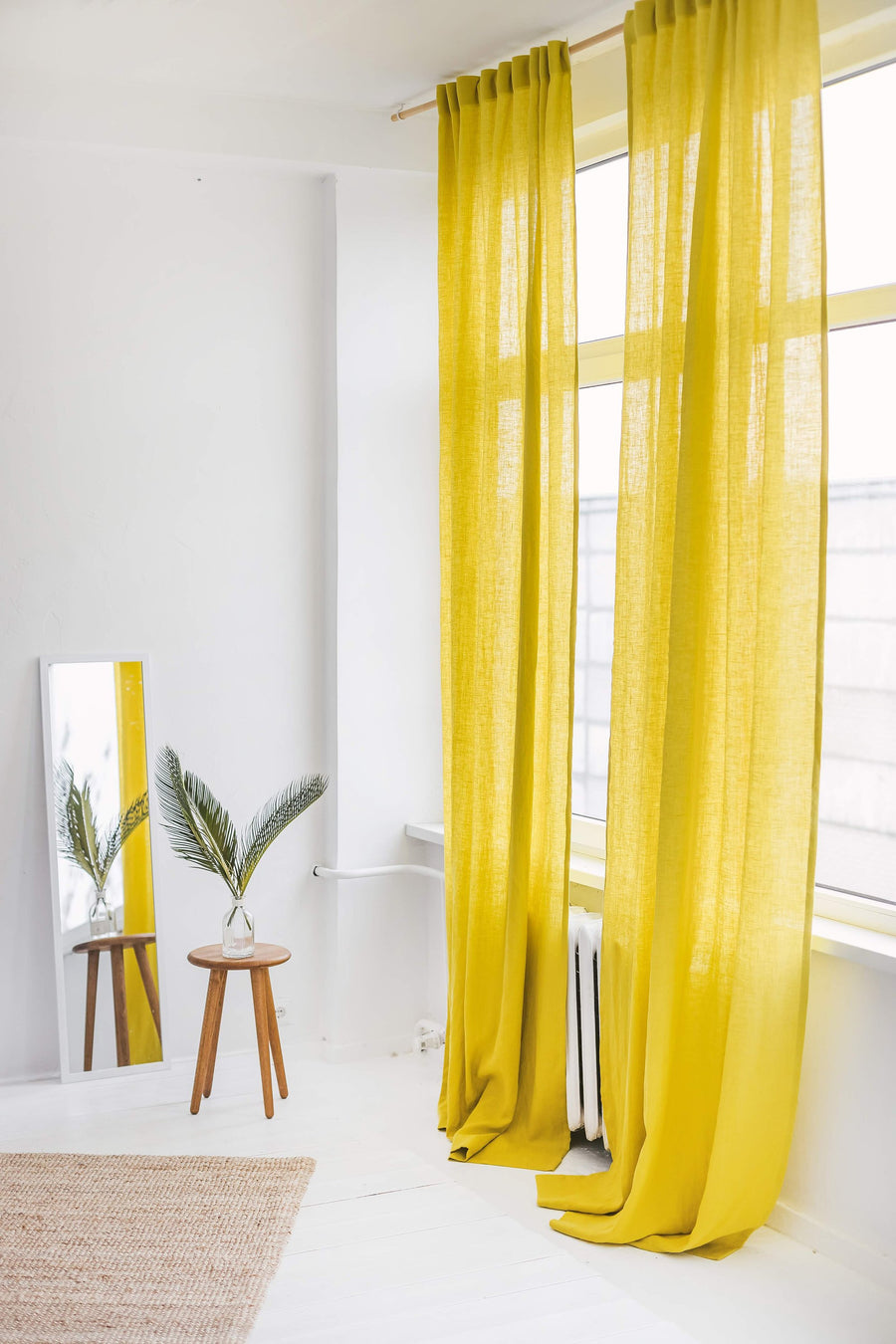 Chartreuse Yellow Linen Curtain