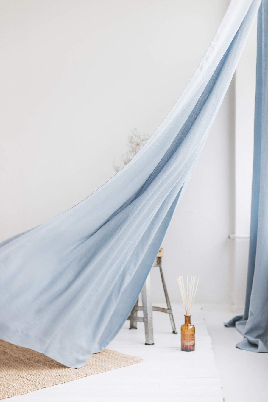 Ice Blue Linen Curtain