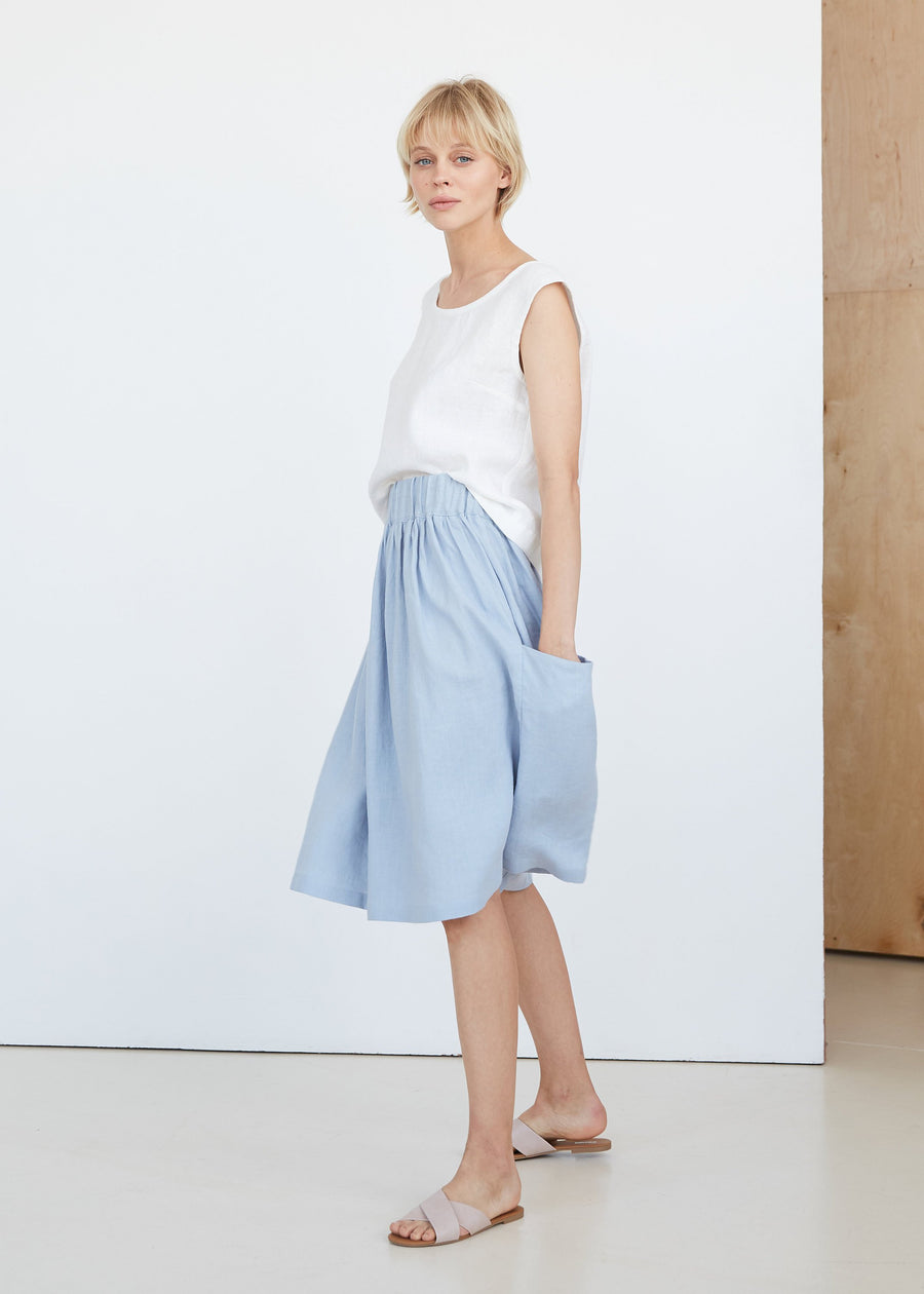 Cloud Gray Linen Skirt