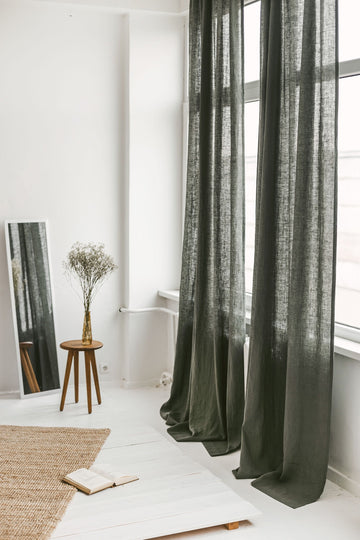 Safari Green Linen Curtain