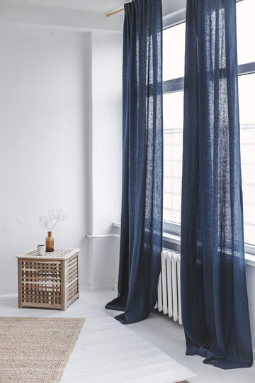Steel Blue Linen Curtain