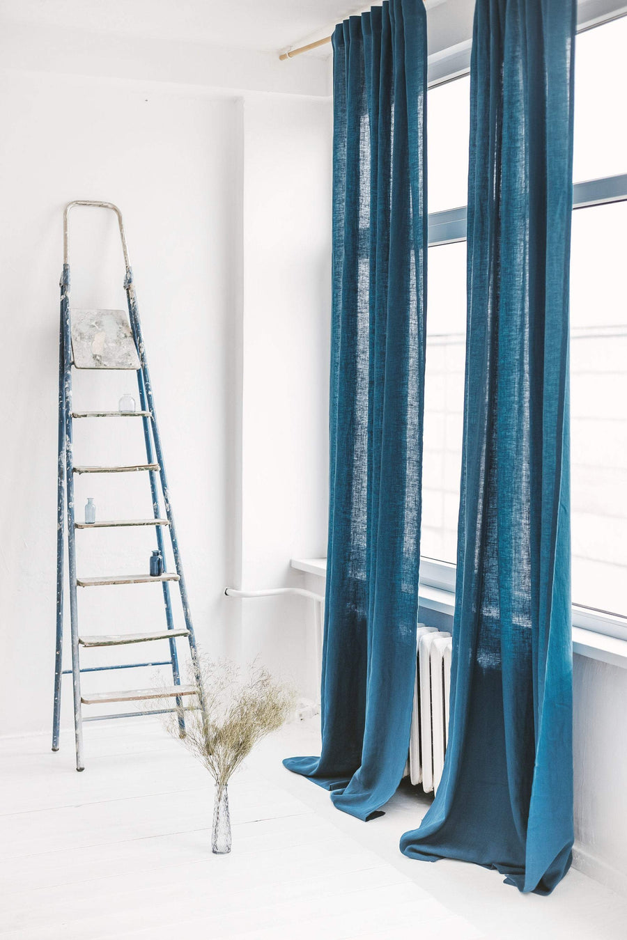Dark Teal Linen Curtain