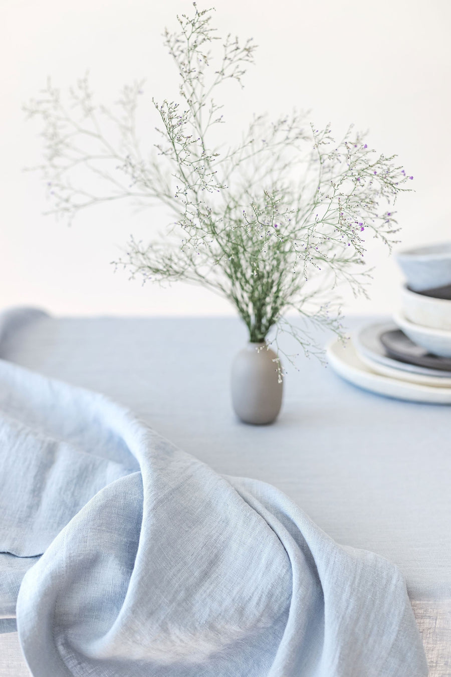 Ice Blue Linen Tablecloth