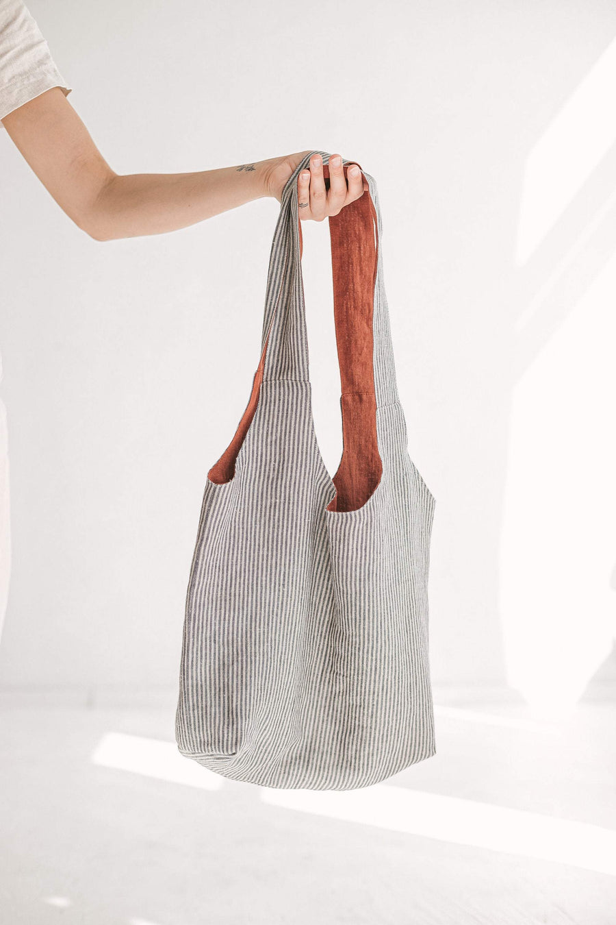 Rusty Reversible Linen Tote Bag