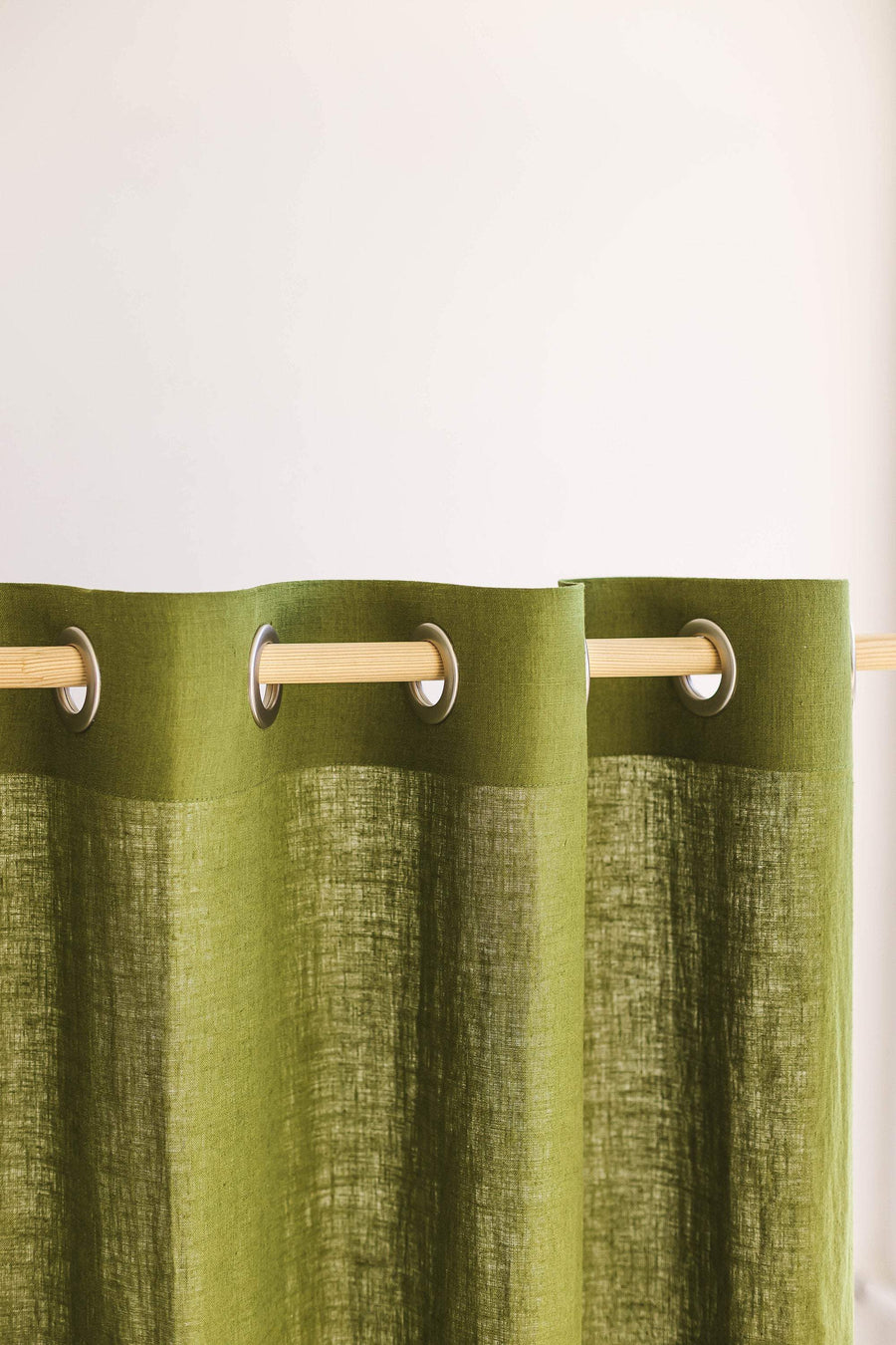 Moss Green Linen Curtain With Grommets