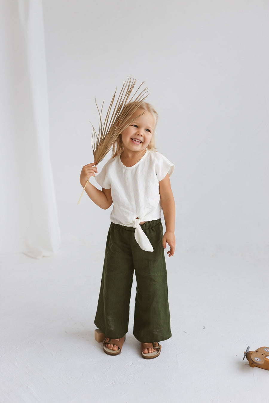 Girls Wide Leg Linen Pants