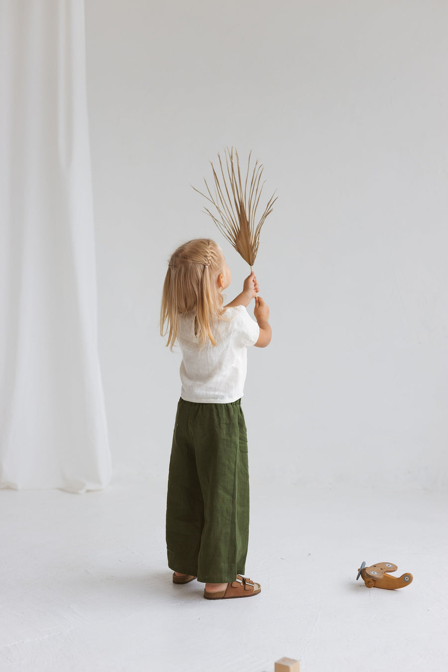 Girls Wide Leg Linen Pants