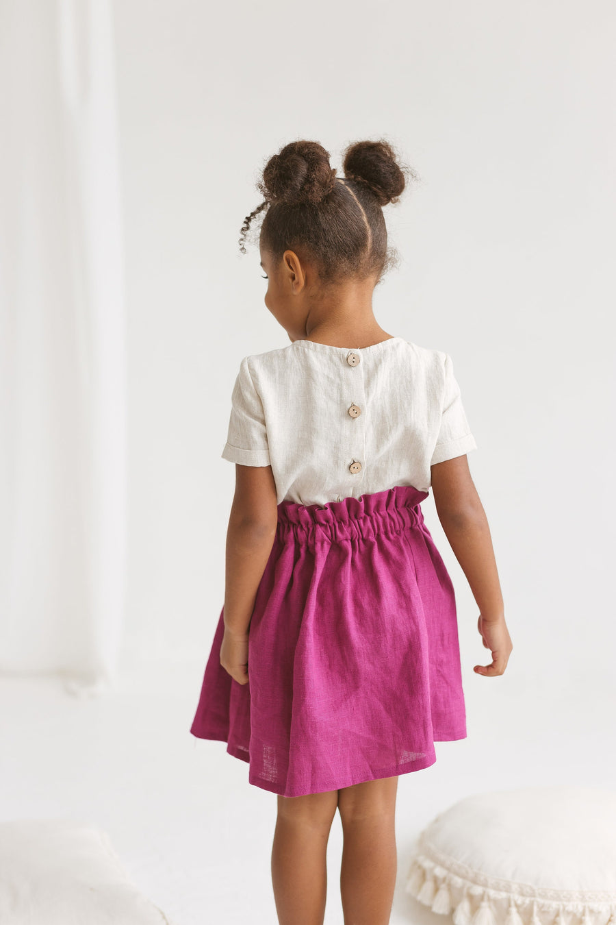 Fuschia Linen Girls Skirt