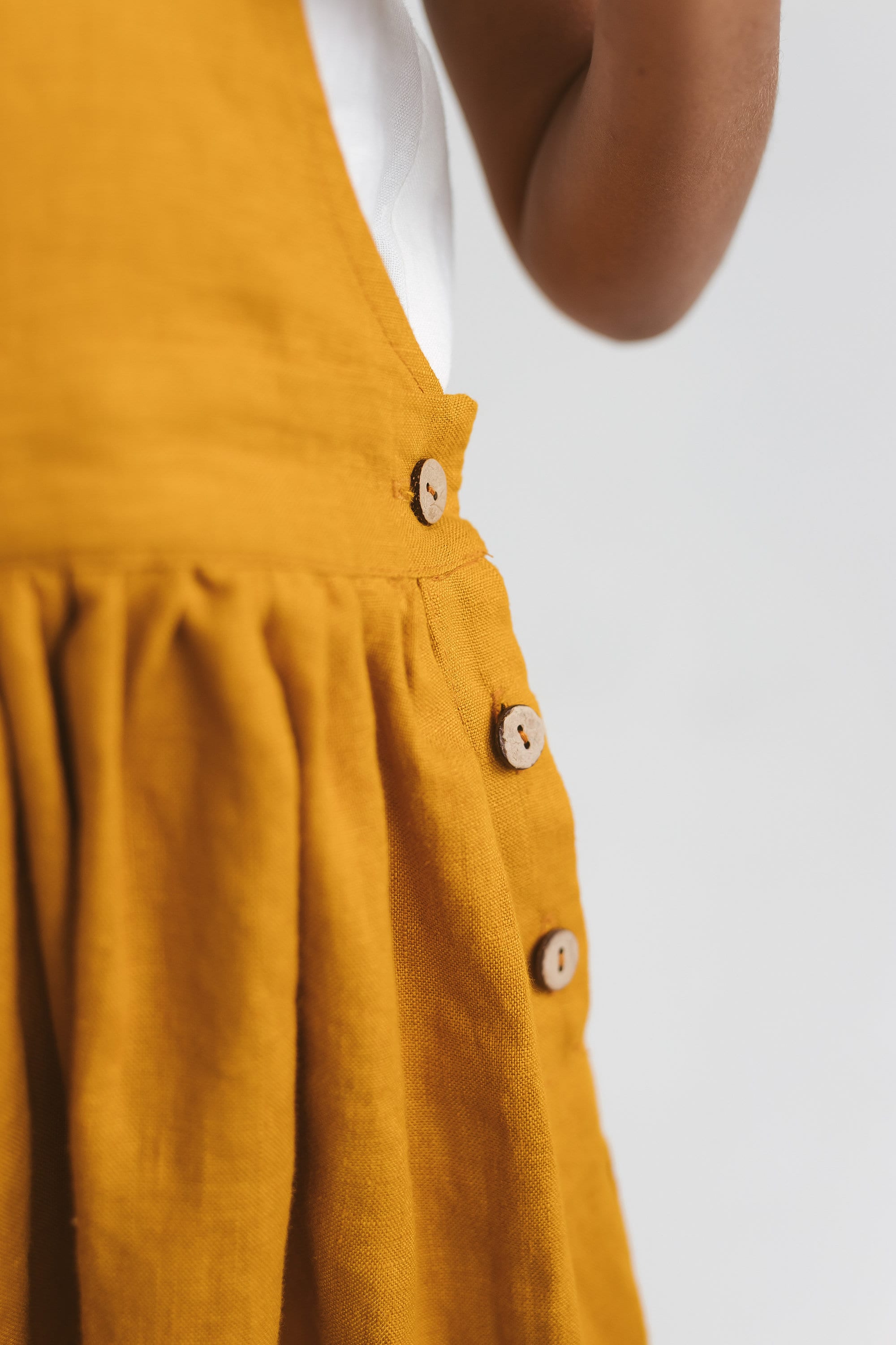 SandSnowLinen Mustard Linen Pinafore Dress