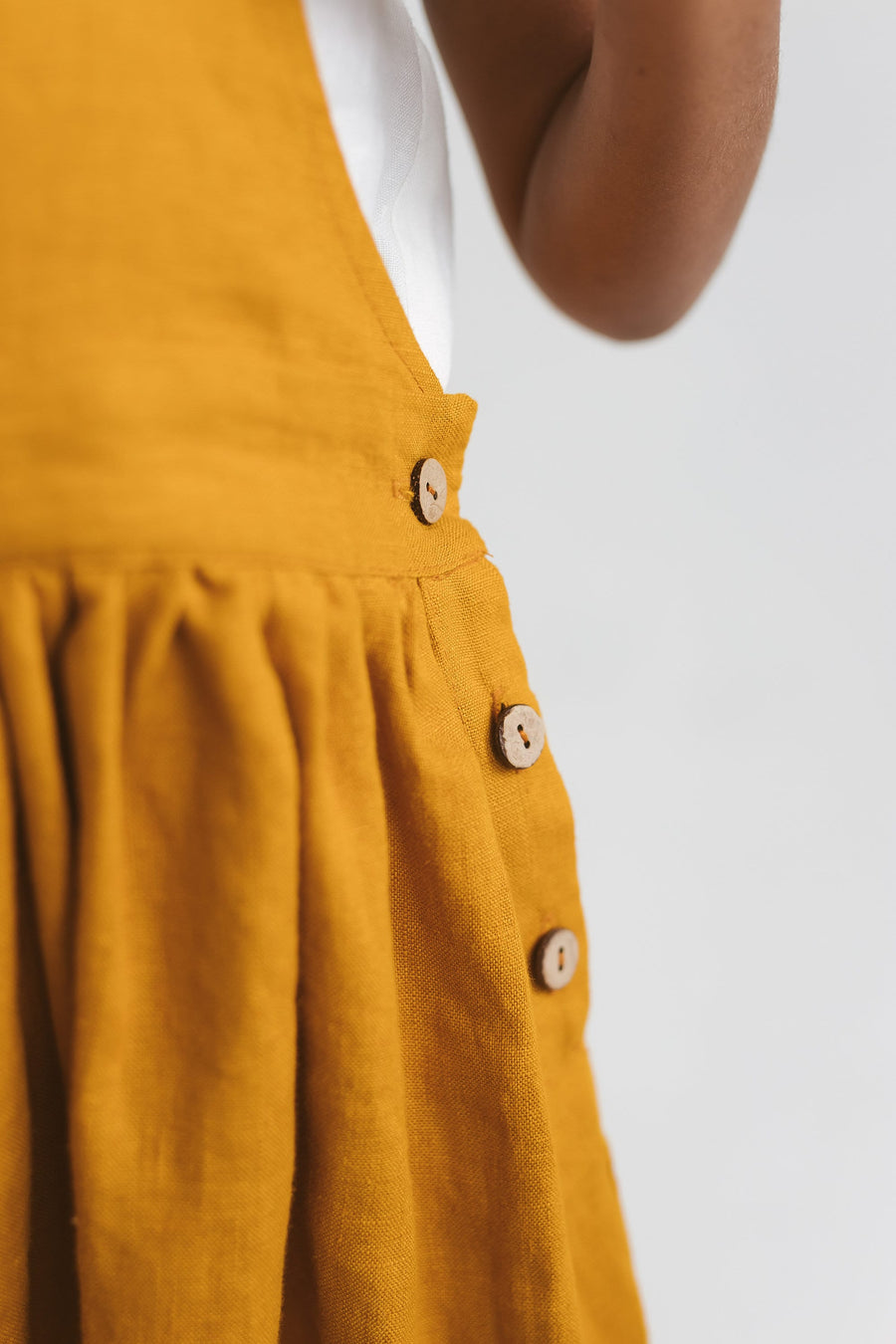 Mustard Girls Linen Pinafore Dress