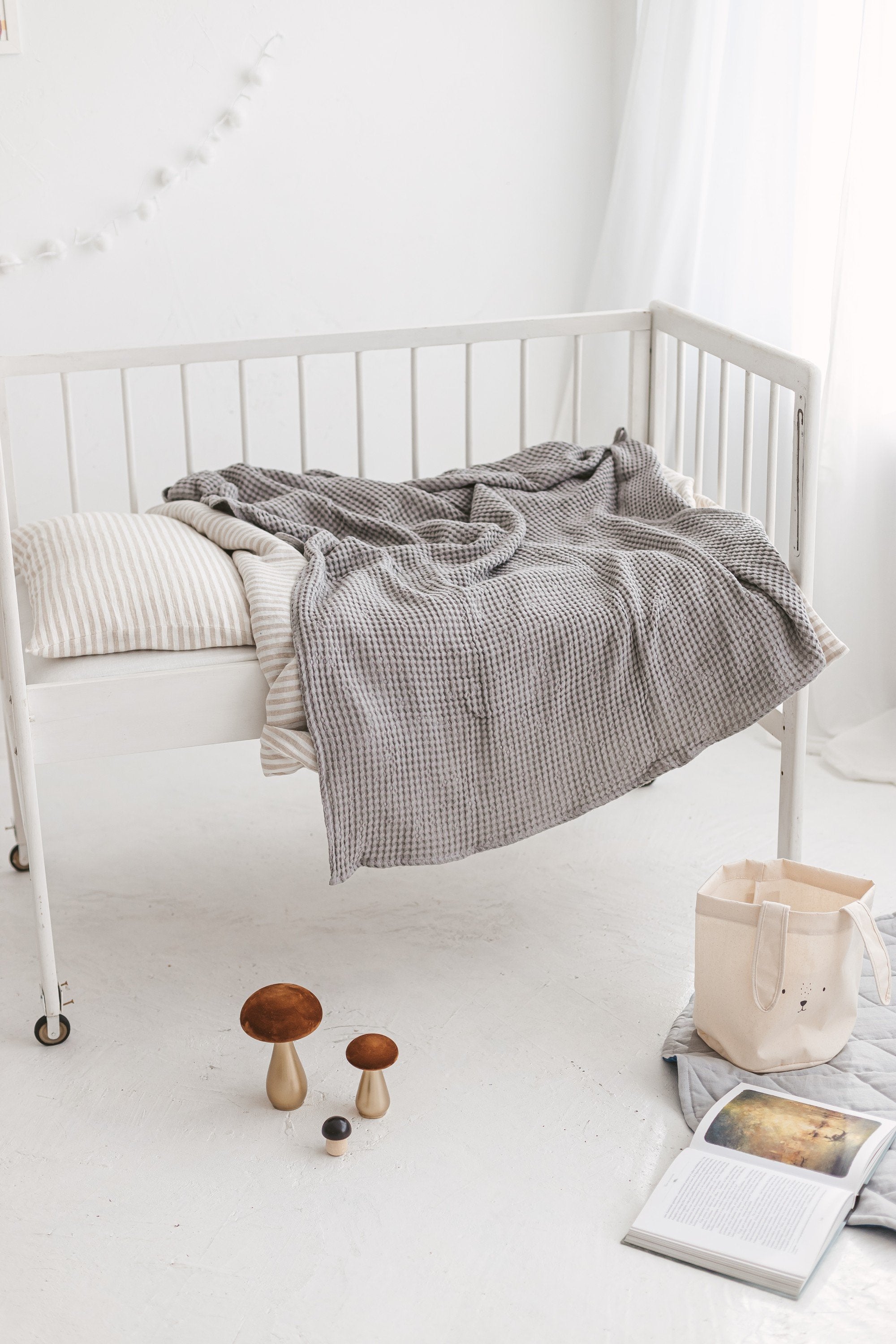 Light Blue Waffle Linen Baby Blanket – Sand Snow Linen