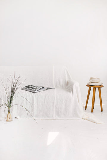 White linen sofa cover